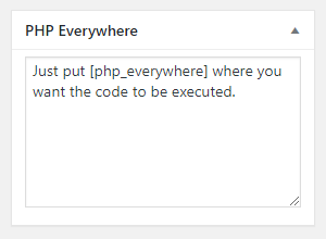 まず投稿編集画面のサイドバーから「PHP Everywhere」の入力ボックスを見つける